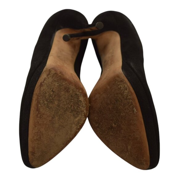 Gucci Black Suede Leather Almond Toe Classic Heel Platform Pumps size 39 US 9 - Picture 6 of 15